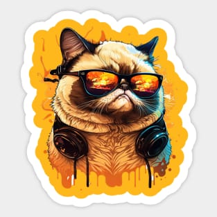 funny Cat wearing Sun Glasses happy summer holiday Sticker